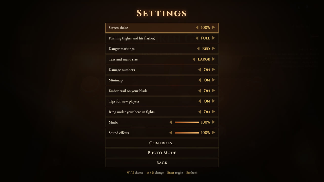 The same Settings menu at Large text size, noticeably wider and taller with bigger text